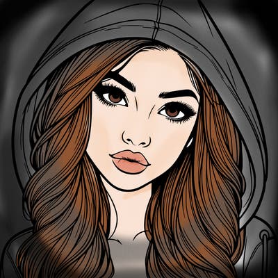 realistic beautiful girl with a hood on
