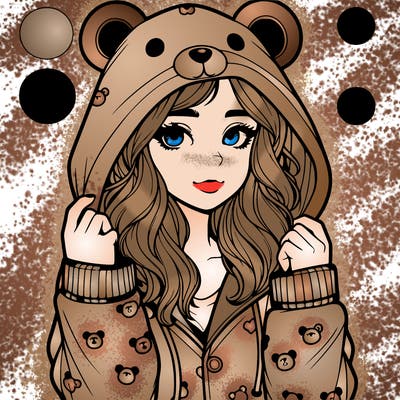 realistic girl in a animal pjs hoodie