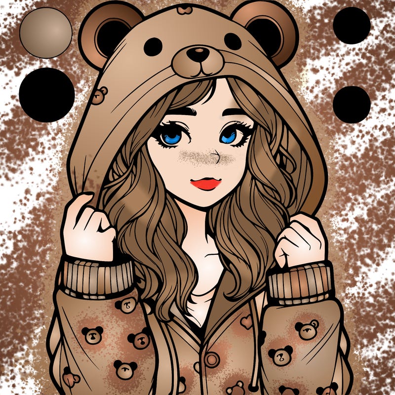 realistic girl in a animal pjs hoodie