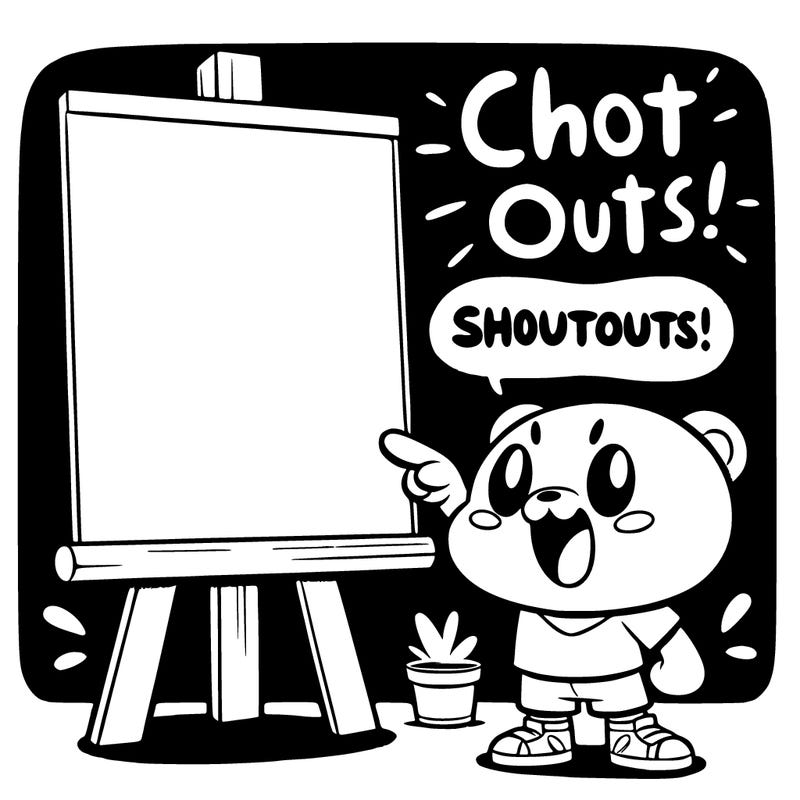 blank canvas that says above it shoutouts