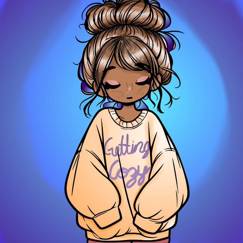 girl with baggy sweatshirt and messy bun