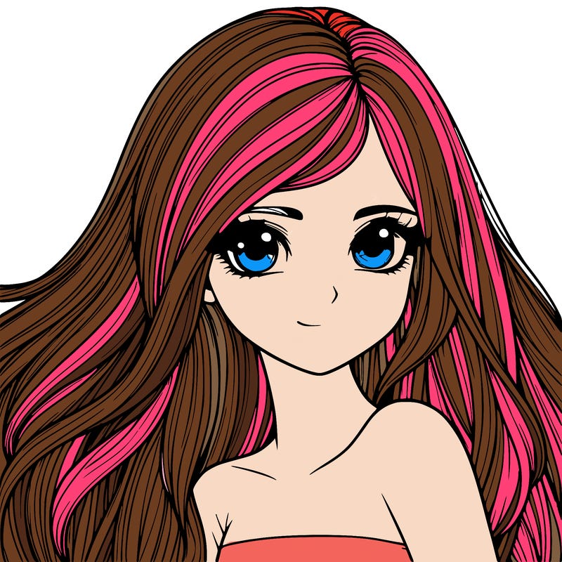realistic girl pretty long hair