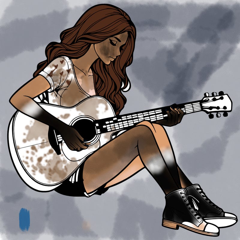 realistic woman play guitar