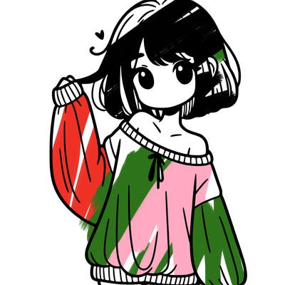 girl in baggy sweater hanging off her shoulder