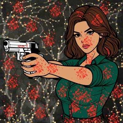 realistic women pointing a gun