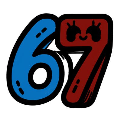 the numbers 67