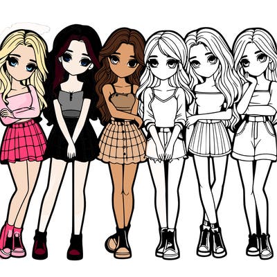 a group of girls realistic