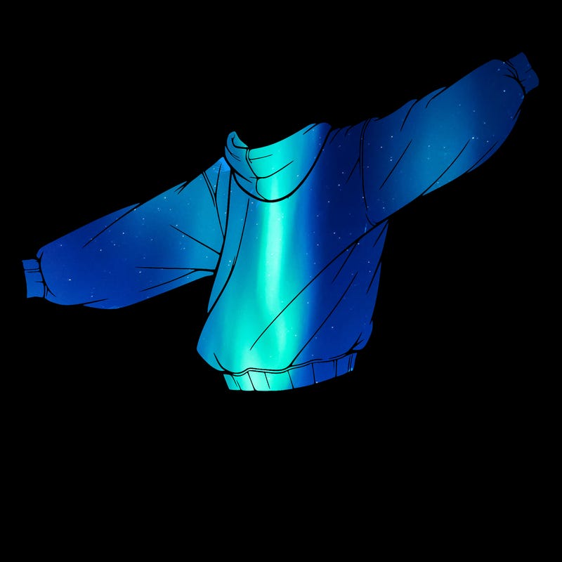 realistic girl jumping with a bun and oversized sweatshirt