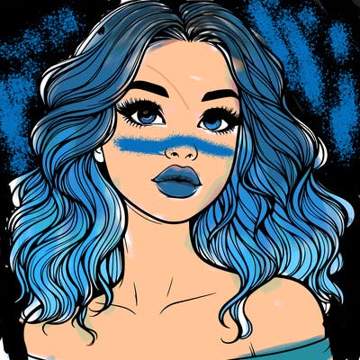 realistic girl with wavy hair and lips