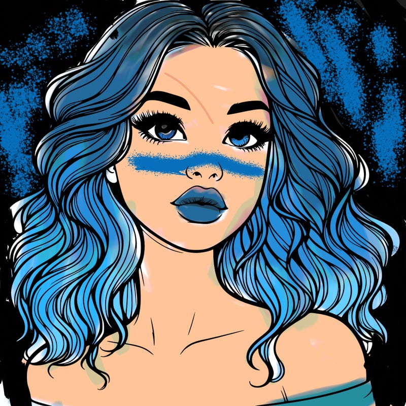 realistic girl with wavy hair and lips