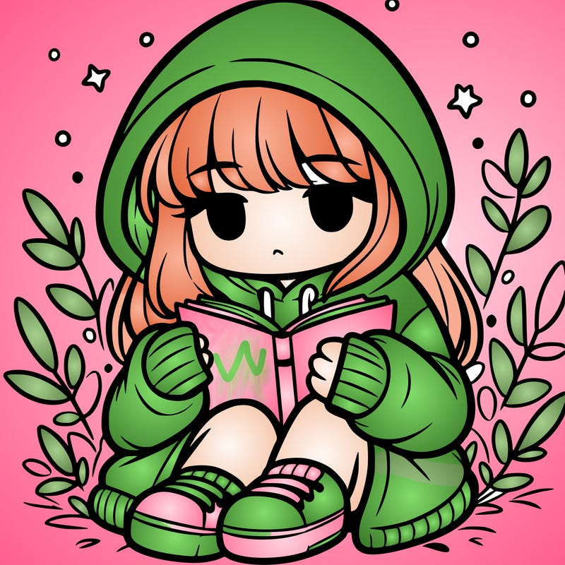 girl in oversized hoodie reading a book