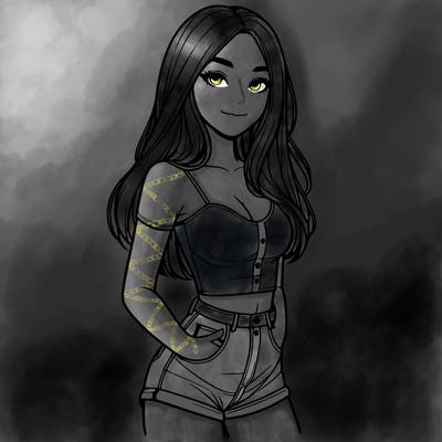 realistic girl in a short top