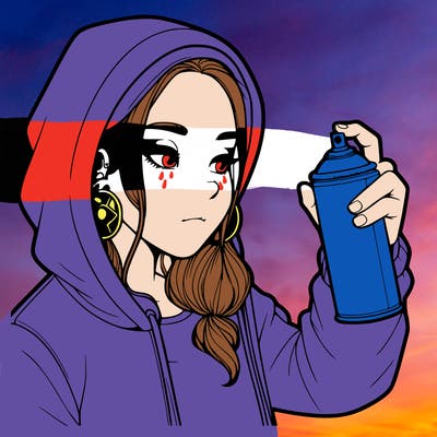 a realistic girl, spray painting