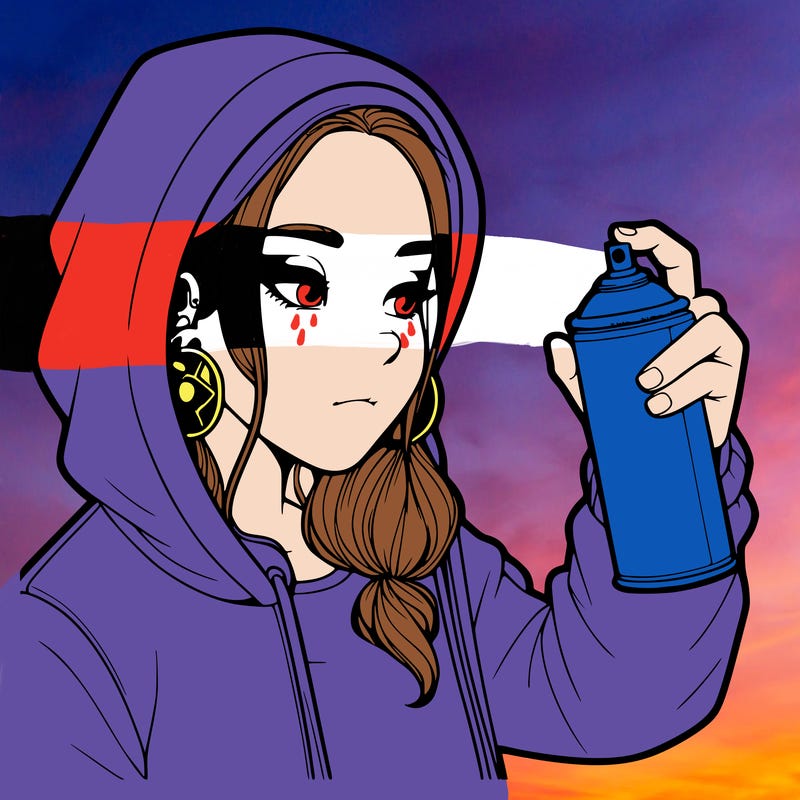 a realistic girl, spray painting