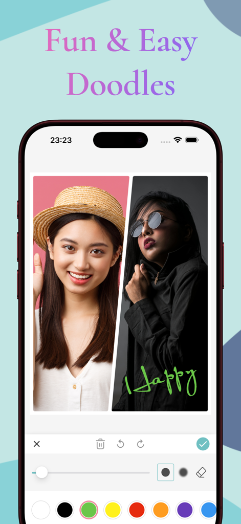 Pic Collage: AI Layout Maker - Interface of Pic Collage app showcasing the doodle tool for personalized photo editing
