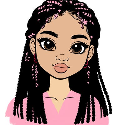a realistic black girl with braids