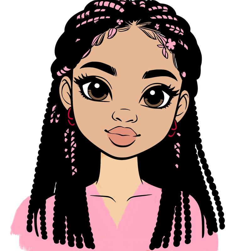 a realistic black girl with braids