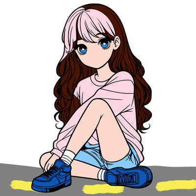 girl sitting realistic