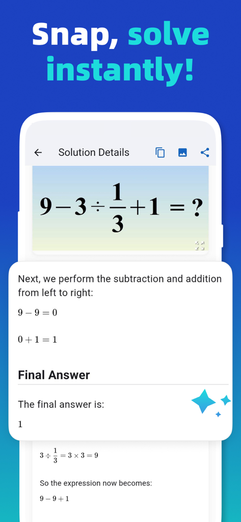 AI homework solver -photo math - AI math solver app displaying a step by step solution for a math problem