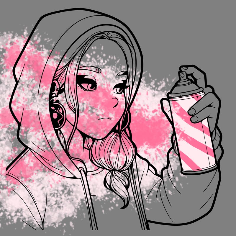 a realistic girl, spray painting