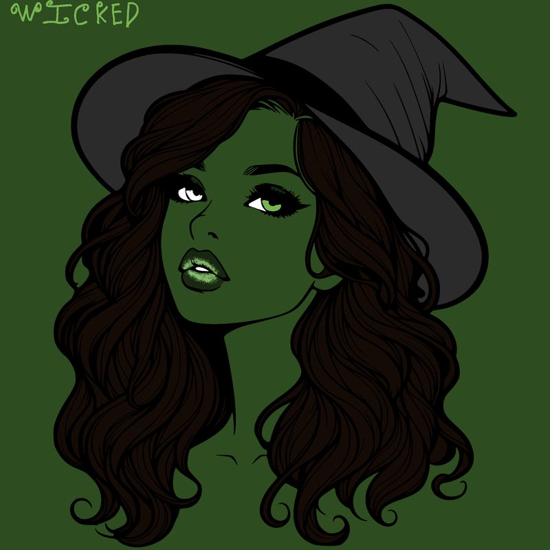 realistic witch girl with wavy hair and lips