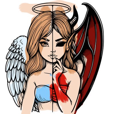 realistic angel half demon