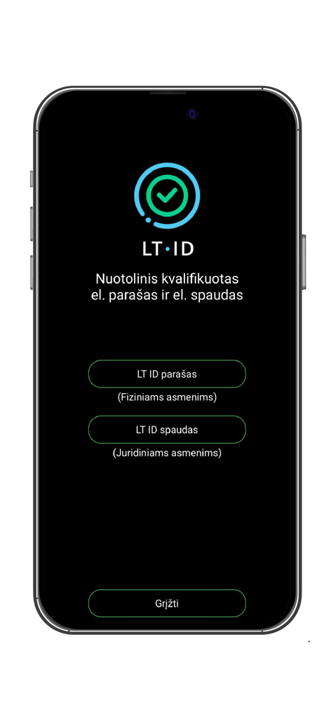 User interface of the LT ID app for Lithuanian remote qualified electronic signatures and seals