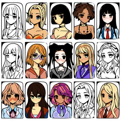 girls that look diffrent anime