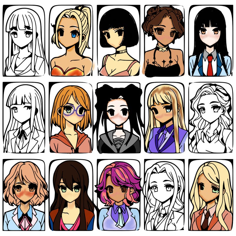 girls that look diffrent anime