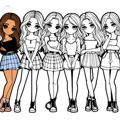 a group of girls realistic