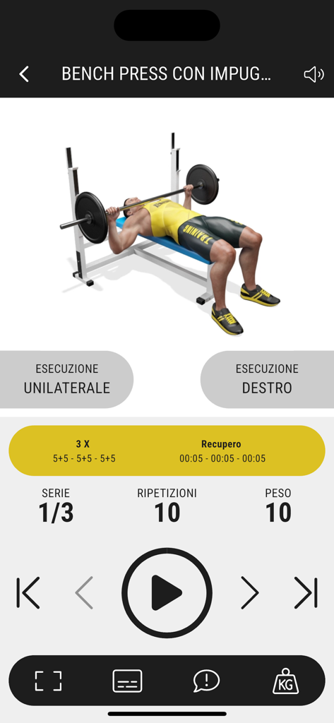 Training Program PRO - Bench press exercise demonstration and workout tracking in Training Program PRO app