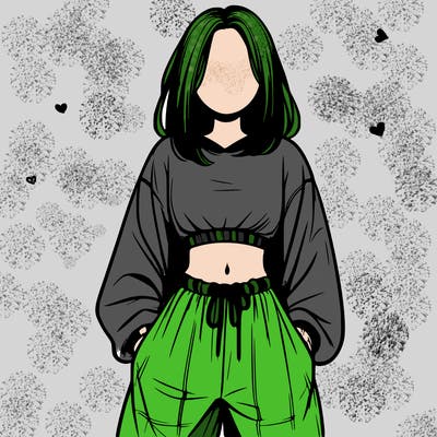 realistic girl faceless with baggy pants and a crop top
