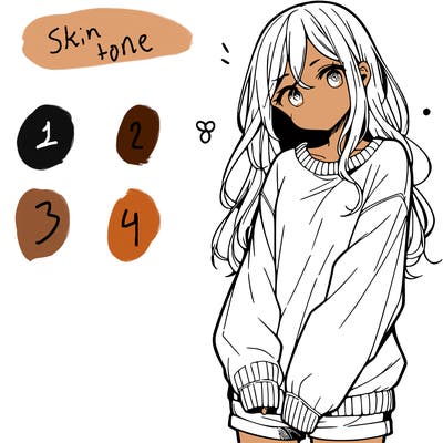 manga teen girl  in a sweater and baggy pants