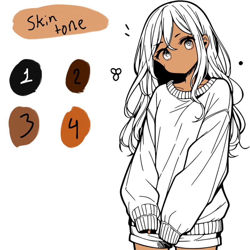 manga teen girl  in a sweater and baggy pants