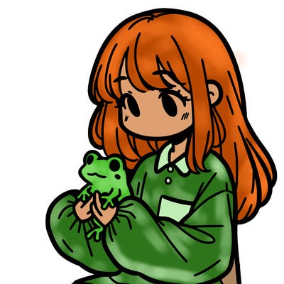 girl with long hair and a oversized shirt. and she is holding a frog