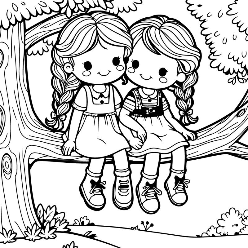 two girl, cousins sitting in a tree