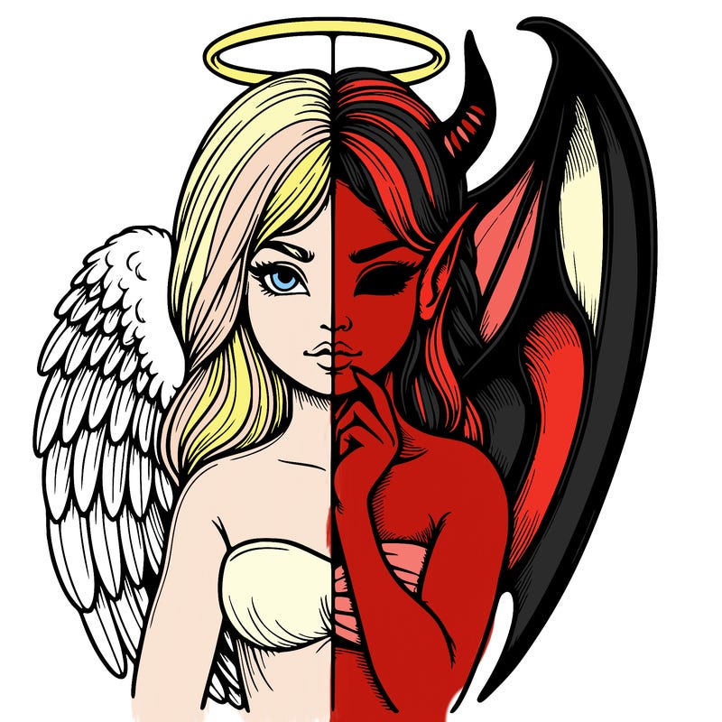 realistic angel half demon