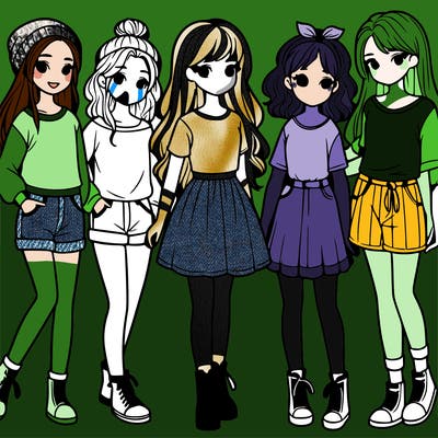 a group of five girls