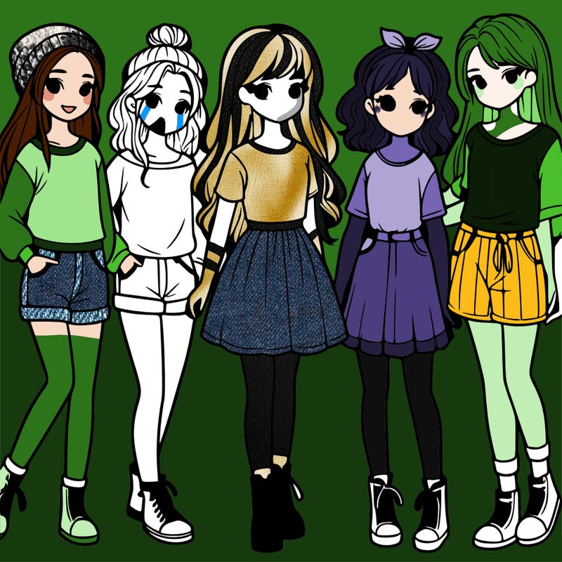 a group of five girls