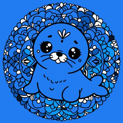 a cute baby seal mandala