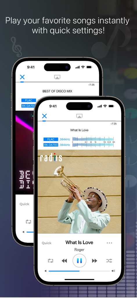 Hi-Res music player NePLAYER interface showing technical audio data and playback controls