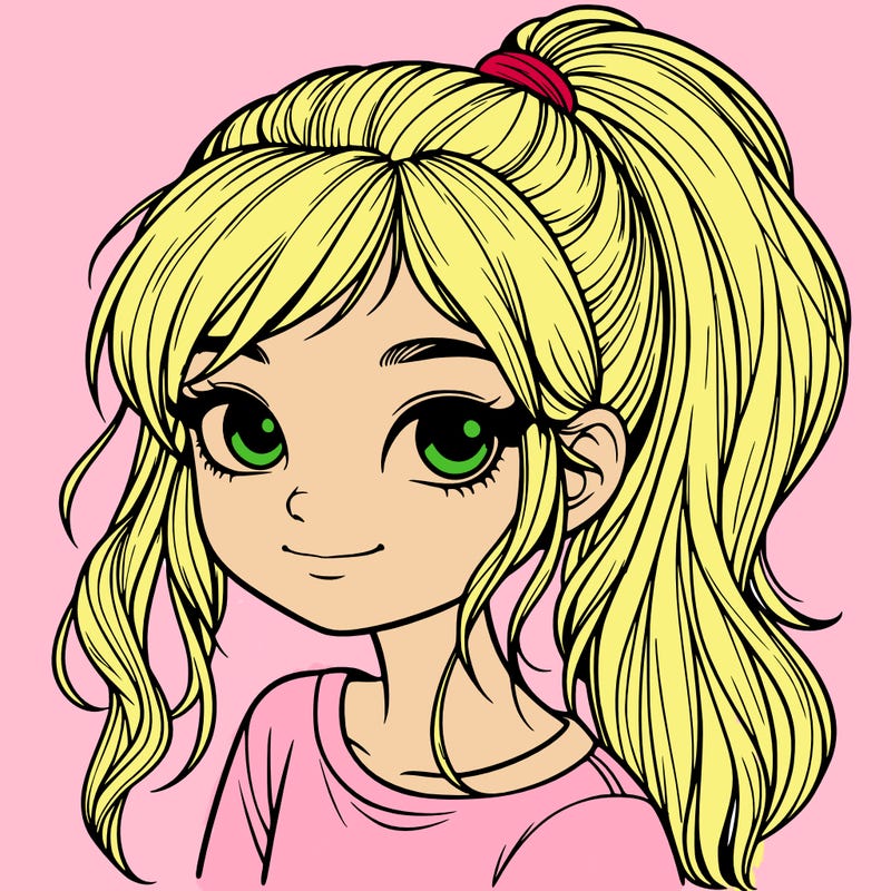 realistic girl with ponytail