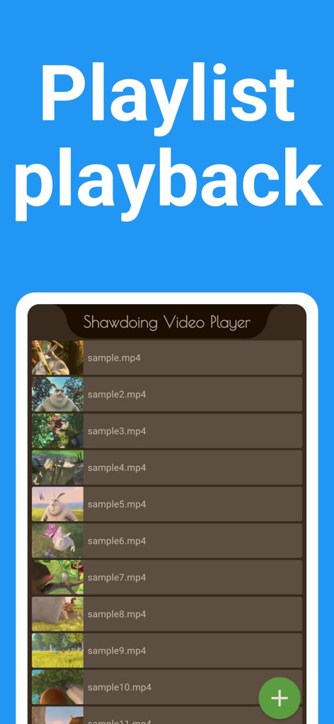 Shadowing Player: Languages - Mobile interface showing a video playlist in the Shadowing Player app