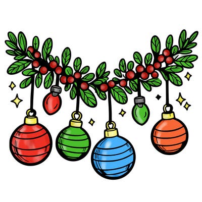 christmas garland with big bulbs