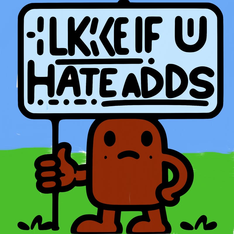 sign that says like if u hate adds