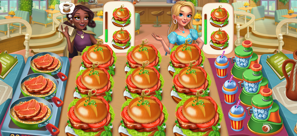 Cooking Rage - Restaurant Game - Jugabilidad de gestión de restaurante y cocina de hamburguesas a ritmo rápido en Cooking Rage