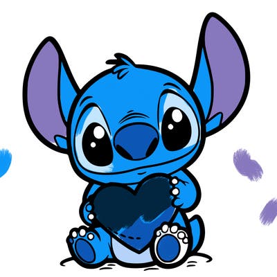 stich holding a heart