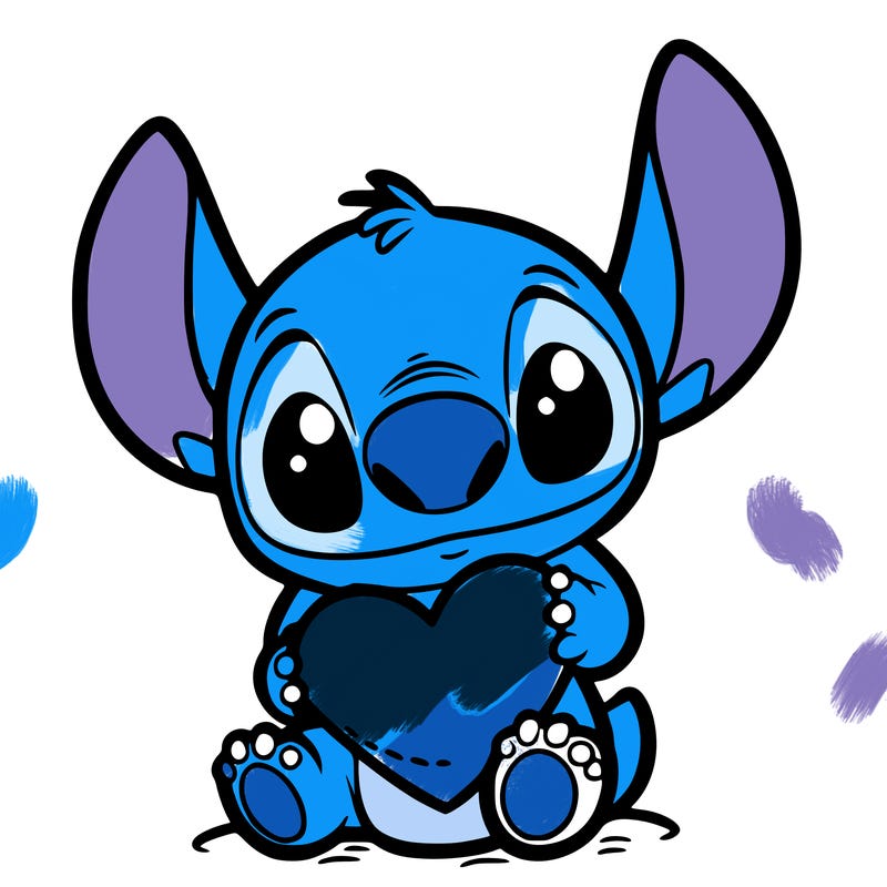stich holding a heart