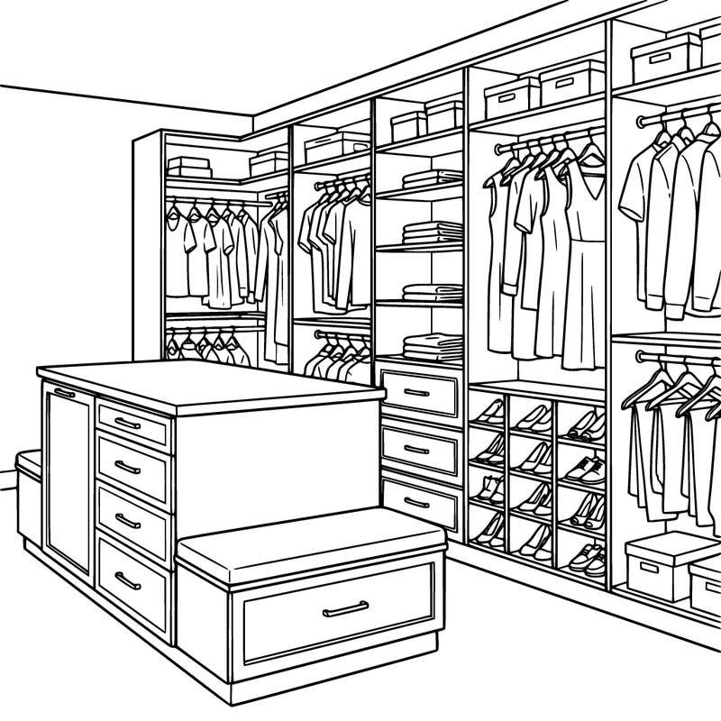 walk in closet with island