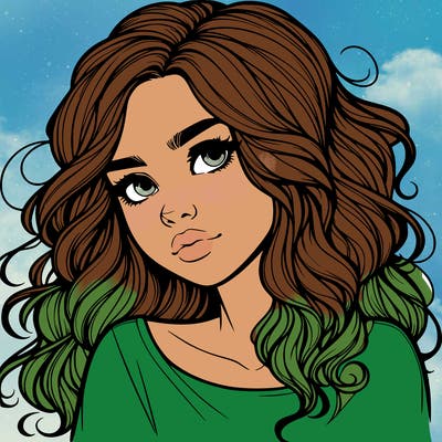 realistic girl with wavy hair on her hair